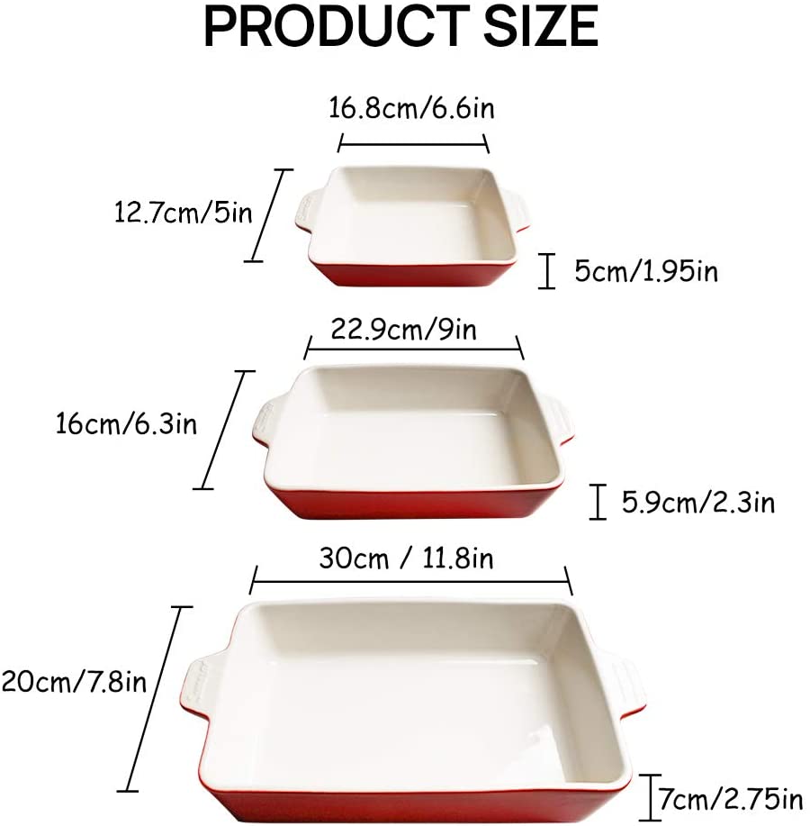 SWEEJAR Ceramic Bakeware Set Rectangular Baking Dish Lasagna Pans For 